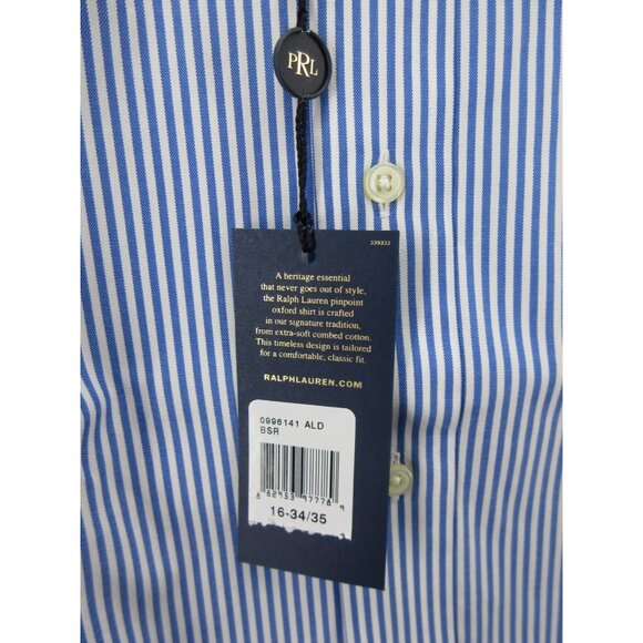 Ralph Lauren Shirt 16 Oxford Cloth OCBD Pinstriped Classic Fit NEW - Picture 5 of 14